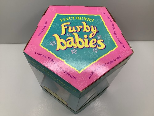 New Vintage 1999 Furby Babies Tiger Electronics Pink/White Blue Hair Eyes 70-940 - Afbeelding 4 van 8