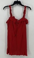 Lulus Sleeveless Ruffled Mini linen blend Red Lined Dress Small