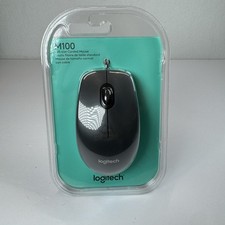 Logitech M100 Full-Size Corded USB Mouse Black Gray New Sealed Plug  Play