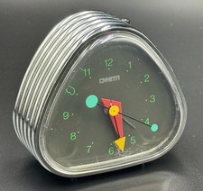 Vintage Nicolai Canetti Post Modern Desk Clock with Alarm, Made in Japan