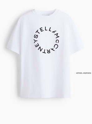 Stella Mccartney HM Oversized T-Shirt Weiss / Schwarz Gr. XL Neu
