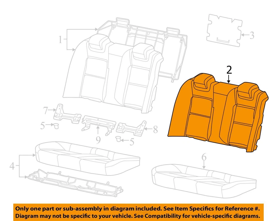 FITS 2011-2012 CHEVROLET CAPRICE COVER R/SEAT BK 92252190 - NEW OEM 92252190 - Image 2 of 3