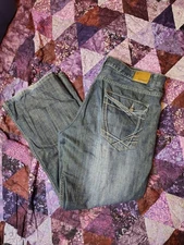 Vintage Y2K Flypaper Jeans Men's 38x30 Blue Bootcut Darkwash Faded Denim Baggy