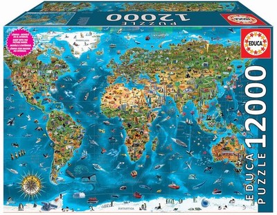 NEW EDUCA Jigsaw Puzzle 12000 Pieces 14+ Ages Map , Wonders of the