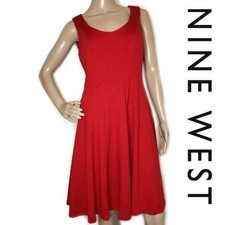 Nine West Red Sleeveless A-Line Dress with fitted bust Size 8 classic classy