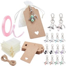 1set 32pcs Keychain Gift Kits Including Alloy Glass Pearl Keychains Organza Gift