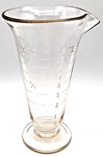 Glass Pharmacy Apothecary Beaker Raised Numbers w/ Spout 8 Oz  1/2 Pt