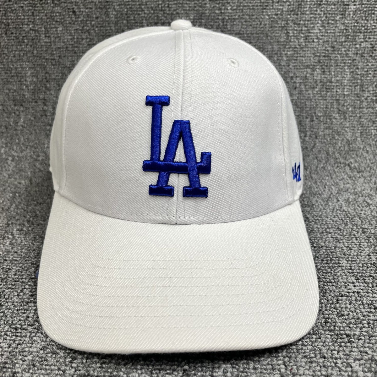 '47 Brand LA Dodgers MVP Hat White Blue Logo Adjustable Hook Loop Strapback Cap