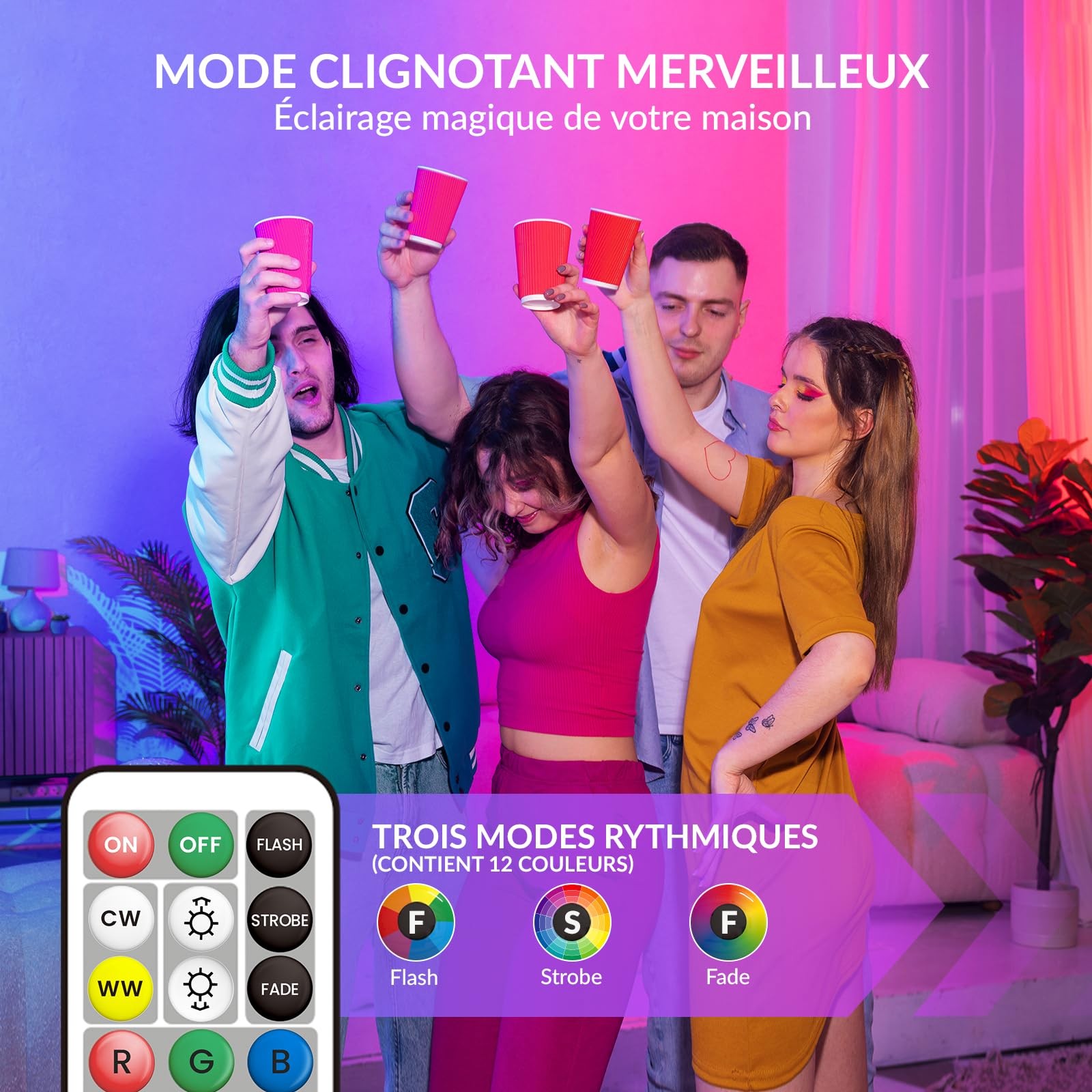 Ampoule LED E14 à intensité variable et effet RGB 3W
