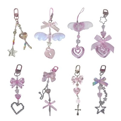 Acrylic Alloy Bead Keychain Phone Charm Fashionable Ornament for Bag and Wallets