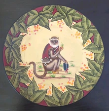 Decorative Plate Golden Monkey Colonial Decor Colorful Decor 10”