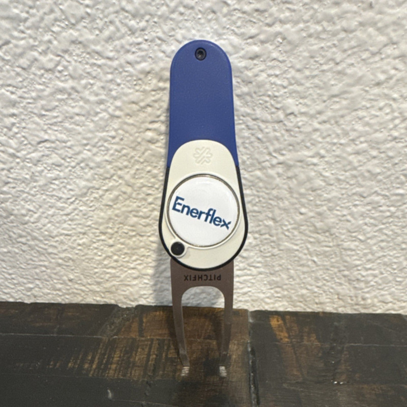 Pitchfix Golf 2-Prong Divot Repair Tool w/ Magnetic Ball Marker Blue/White