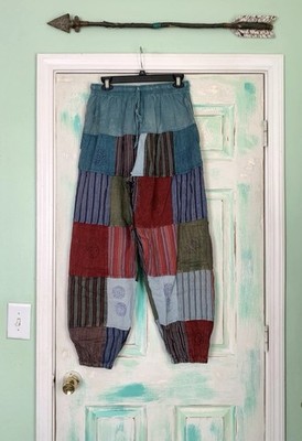 Kathmandu Imports Patchwork Hippie Bohemian Harem Nepal Jogger Style Pants