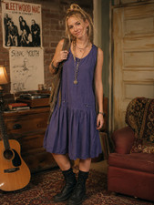 VTG 80/90s Purple 18 Cotton Sleeveless Jumper Dress Whimsigoth Cottage Grunge
