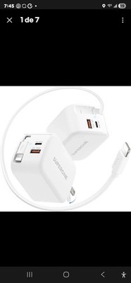 SUPERONE 3-in-1 Retractable iPhone Charger Block with Apple Cable, 58W Fast USB