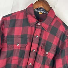Tailor Vintage Mens Red Black Plaid Luxe Performance Button-Up Shirt Size Large