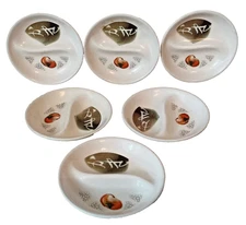 6 Small Shun Ta Melamine Divided Sauce Condiment Dishes 3-3/4” Diameter No. 045