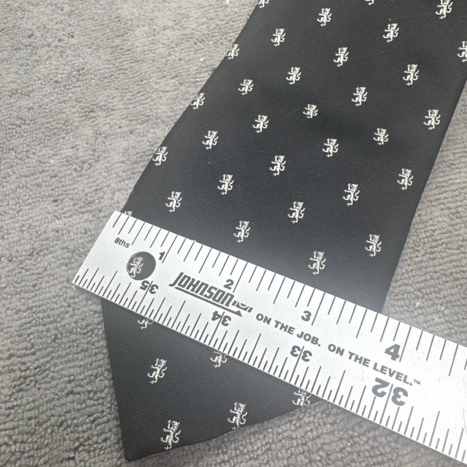 Corbata Ralph Lauren Etiqueta Púrpura Cuello Leones Negra Seda Hecha a Mano Clásica Bordada Foto 3 de 4