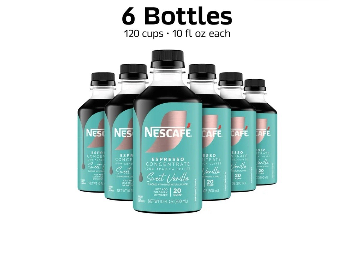 (6 pack) NESCAF&Eacute; Espresso Concentrate, Sweet Vanilla, Instant Coffee, 10 fl oz