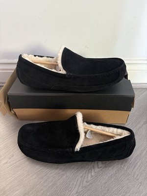 UGG Ascot Herren schwarze Wildleder Slipper Hausschuhe - Größe UK 13 - neu im Karton