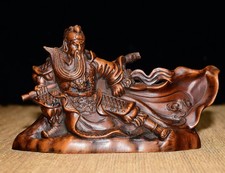 Boxwood Guan Gong Immortal Guan Yu Cloak Backlight Sitting Buddha Worship Hall