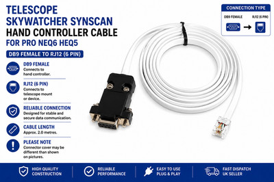 RS232 PC SKYWATCHER HEQ5 PRO TELESCOPE SYNSCAN HAND CONTROLLER UNIT CABLE