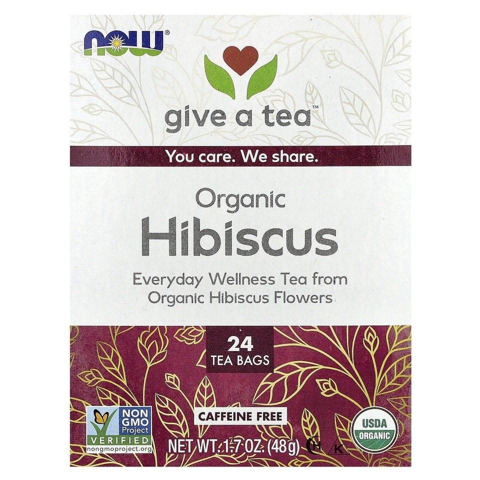 Organic Hibiscus Tea, Caffeine Free, 24 Tea Bags, 1.7 oz (48 g)