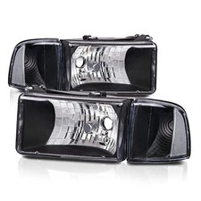 Headlights Assembly with Corner Lamps Compatible Black/Clear - Clear Corner