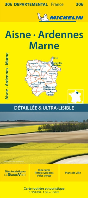 Aisne Ardennes Marne - Michelin Local Map 306 - Free Tracked Delivery