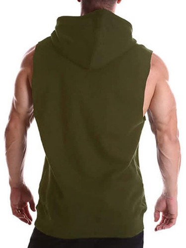Men Workout Hooded Tank Tops Bodybuilding Muscle T Shirt Sleeveless Gym Hoodies - Picture 16 of 113