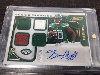 2022 Panini Absolute Football Breece Hall RPA Quad Patch Auto /199
