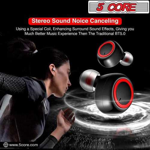 5 Core Wireless Ear Buds Mini Bluetooth Ohrhörer Noise Cancelling Kopfhörer Kabel - Bild 11 von 19