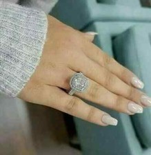 3.Ct Round Cut Lab Created Diamond Engagement Ring 14K White Gold Finish