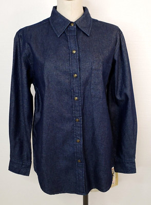 Great Northwest Woman's Size M Metallic Thread Blue Long Sleeve Shirt NWT