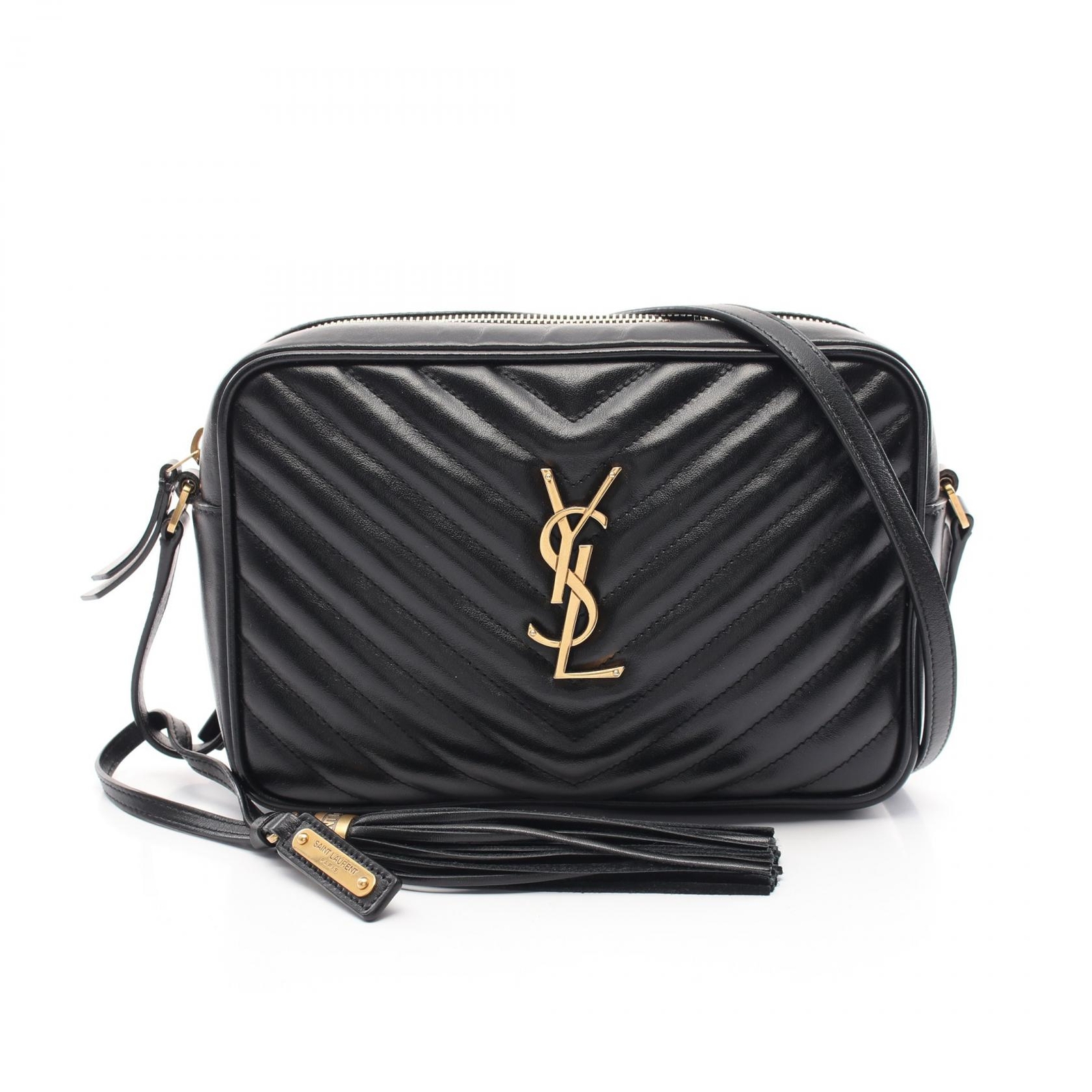 Borsa a tracolla SAINT LAURENT LOU Monogram 574494 pelle nera usata tracolla GHW