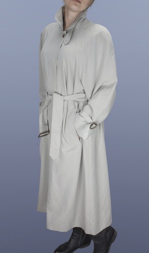 Vintage Aquascutum Womens Trench Coat Full Length Gray Belted Size UK 14Pet - Picture 10 of 22