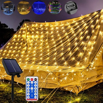 1/2×Solar LED Lichternetz Außen Lichterkette Garten Party Weihnachten Deko Innen