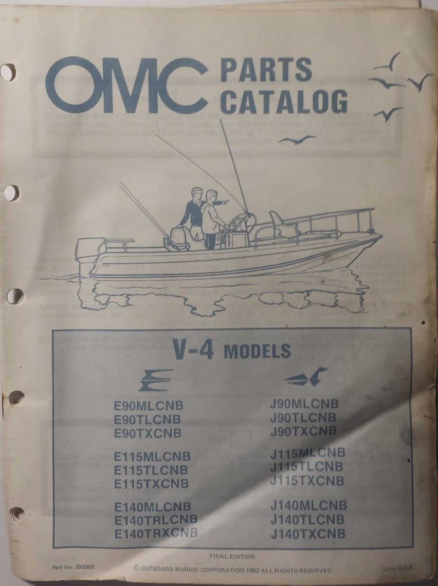 1982 OMC OUTBOARD V4 90 140 HP MODELS PARTS CATALOG 0392980 eBay