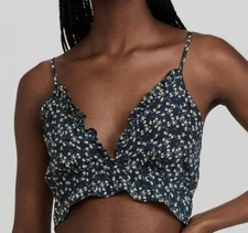 $160 Else Woman's Blue Moonflower Silk Bralette Bra Size L