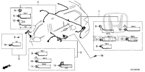 Arnés de cableado trasero para Honda (N/P 32108-TG7-A10)