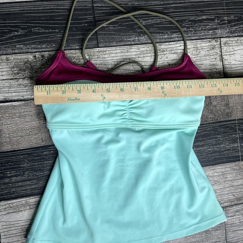 PrAna Makoa Tankini Swim Top Size XS Blue Colorblock Tie Back Stretch Logo NEW - Picture 9 of 10