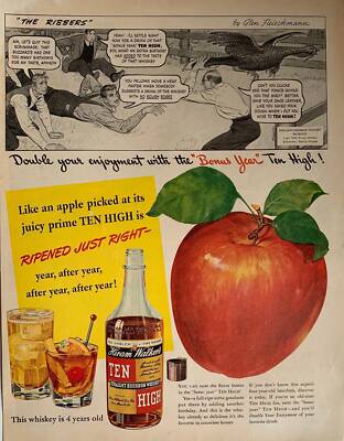 Vintage 1940s Hiram Walker s Ten High Whiskey Ad