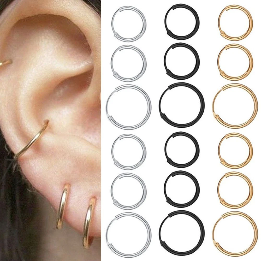 Jewelry Hoop Earrings Cartilage Piercing Loop Small Circle Goth