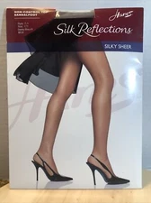 Hanes Silk Reflections Silky Sheer Toe Non-Control Top Style 715 CD Barely Black