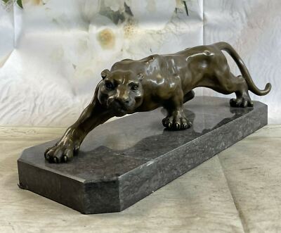 Große Bronze Statue Skulptur Löwe Panther Tiger Puma Groß Katze Figur Geschäft