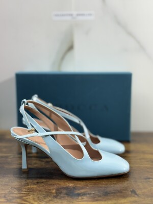 A.Bocca Two For Love Sling Back Damen Leder Himmel Absatz Luxus Handmade 40
