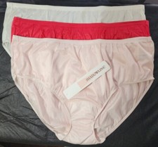 3 Pair Size 10 Assorted ShadowLine Hidden Elastic Hipster Blush, Red, Ivory