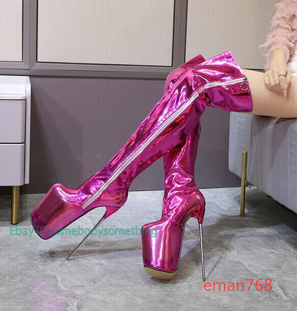 靴 burlesque Pole Dancing Gothic Punk Thigh Over Knee High Boots Platform