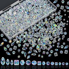 Crystal Beads, 800 Pcs Crystal Glass Beads Bulk, Clear Crystal Beads for Jewelry