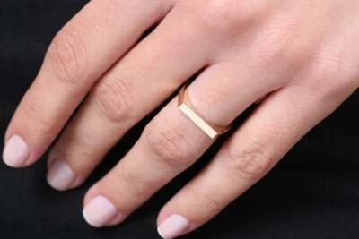 Ring 585er 14K Gold  "Goldbar" Goldring massiv Rosegold Weißgold Designer - Bild 1 von 4